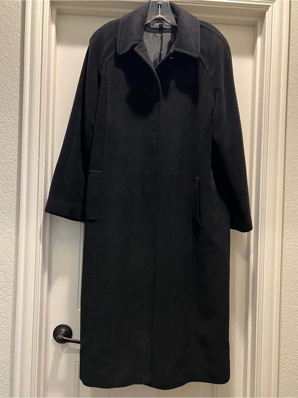 Classic Black Women's Wool-Blend Long Coat